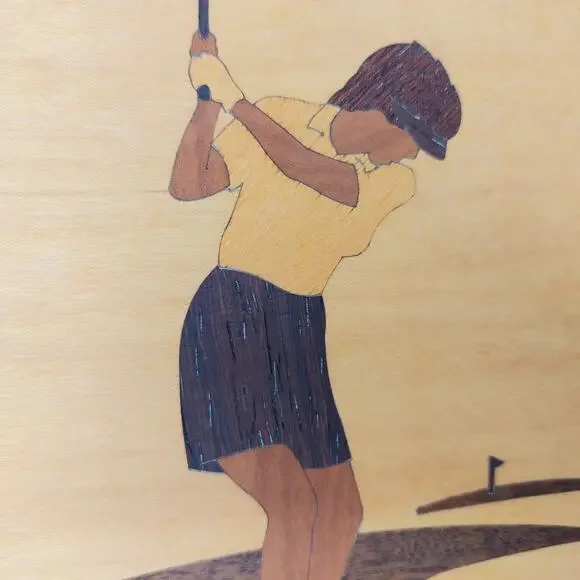 Jeff Nelson Woman Lady Golfer Driver Hudson River Wood Inlay Marquetry Golf - Picture 3 of 8